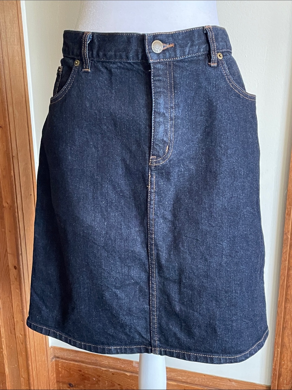 LAUREN JEANS CO. Dark Indigo Denim Pencil 5 Pocket Skirt 14P